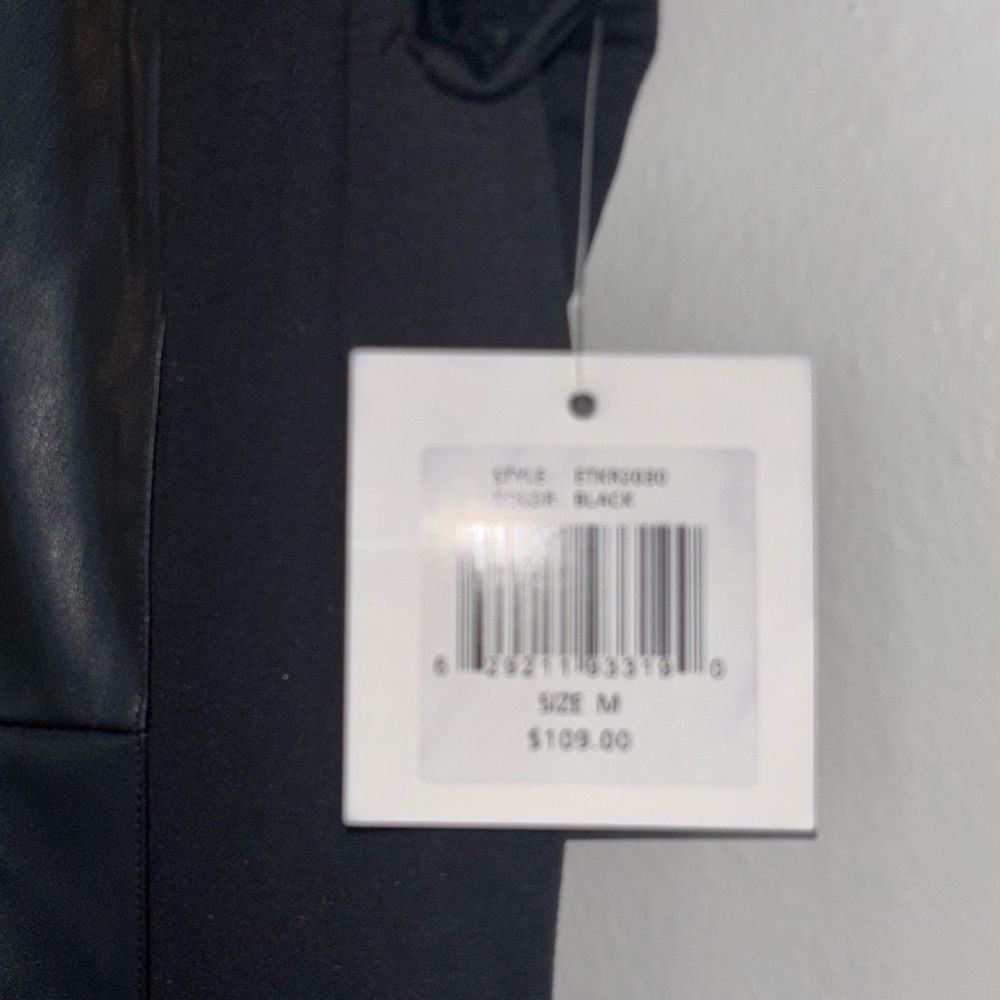 Ellen Tracy Black Faux Leather-Front Mini Dress - Picture 6 of 9